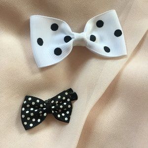 MIX & MATCH $12 for 3 sets! B&W Polkadot Bow Clips
